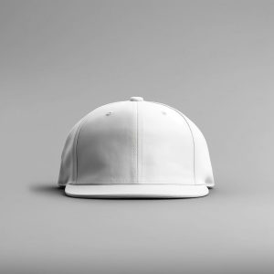 White snapback cap on a grey background